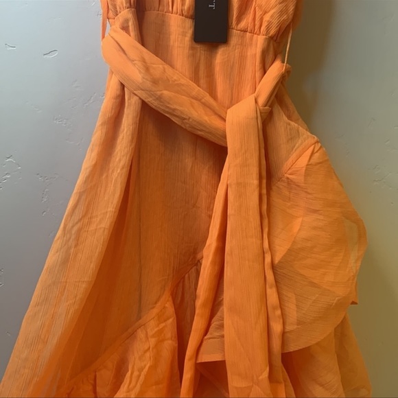 Elliate Maldives Ruffle Asymmetric Maxi Dress in Mango | Tangerine - Picture 7 of 12
